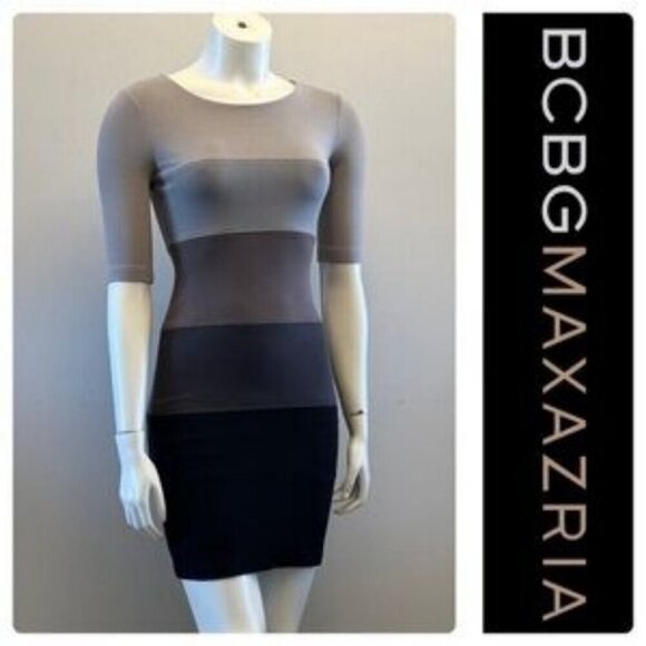 BCBGMAXAZRIA Kelly Ann Colorblock Bodycon Dress Grey – XS - Picture 2 of 16
